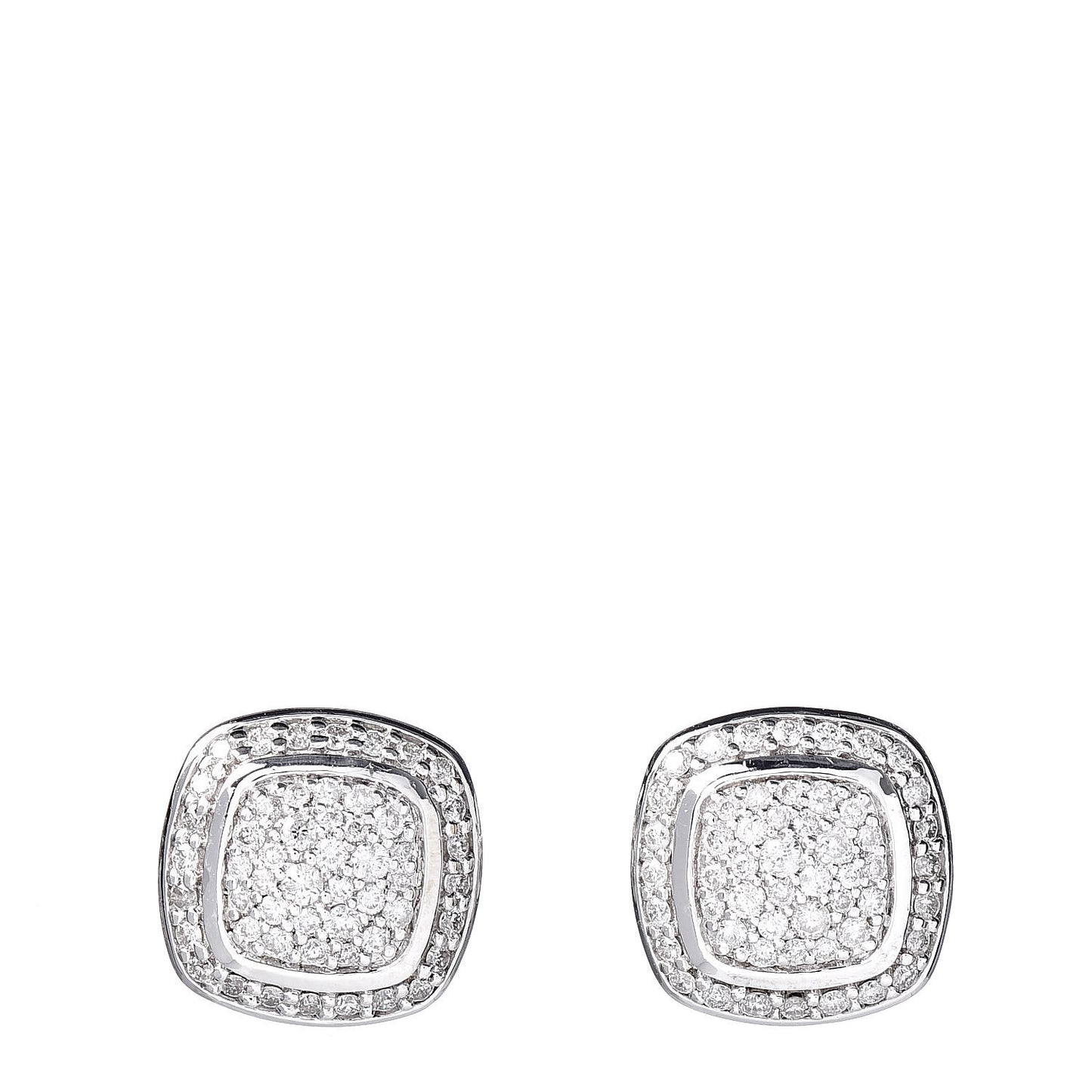 Sterling Silver Diamond 7mm Pave Albion Earrings