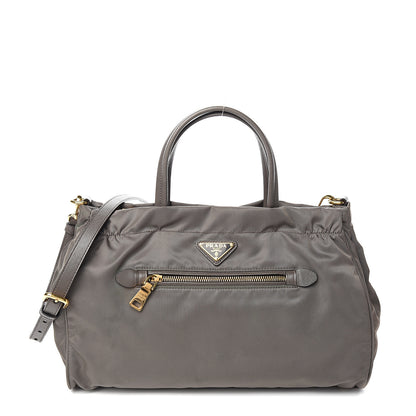 Prada Tessuto Nylon Saffiano Shopping Satchel Grey 1 of 15