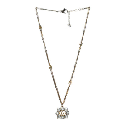 Gucci Crystal Embellished Double G Necklace Aged Gold 3 of 6