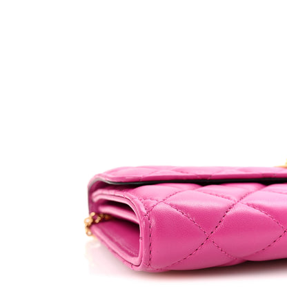Versace Lambskin Quilted Medusa Wallet on Chain Crossbody Orchid 8 of 10