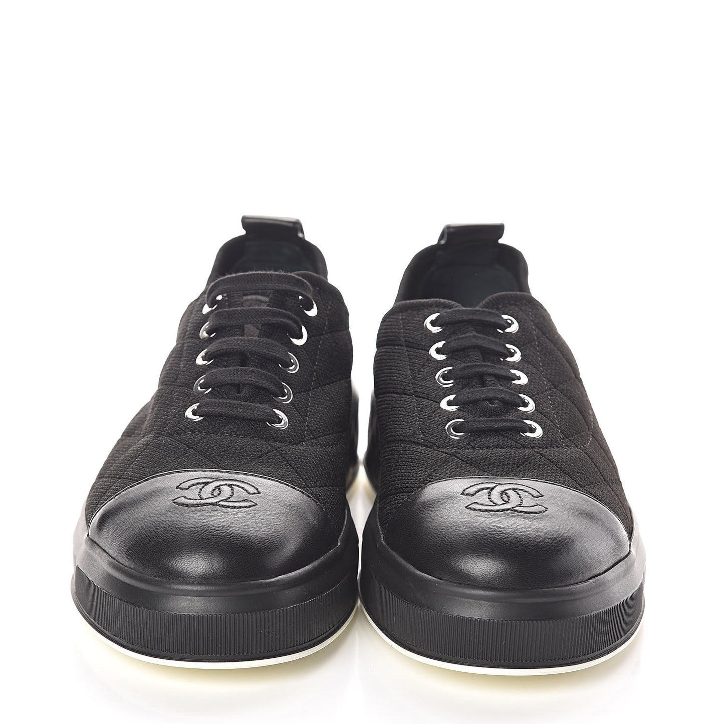 Canvas Quilted Cap Toe Sneakers 39 Black