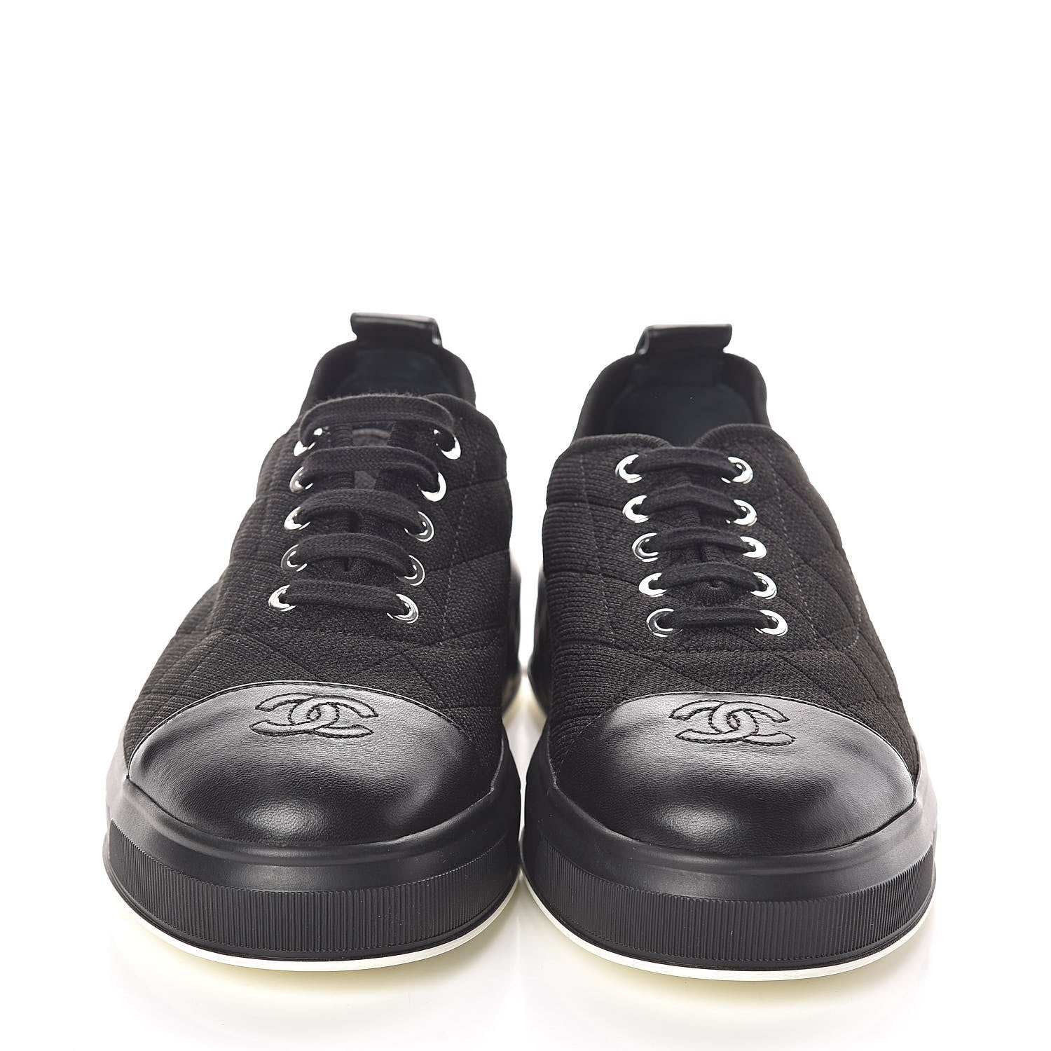 Chanel Canvas Quilted Cap Toe Sneakers 39 Black 2 of 8