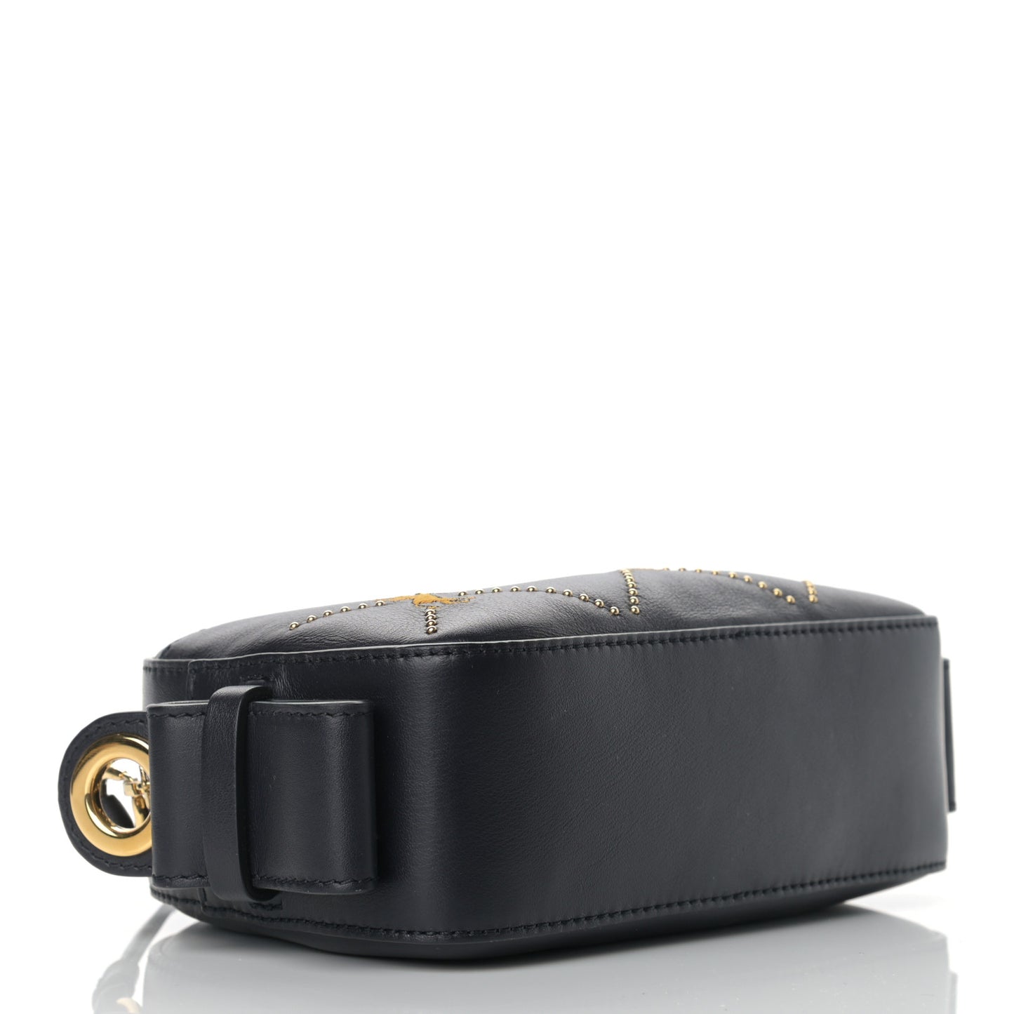 Smooth Calfskin Little Horses Embroidered Shoulder Bag Black