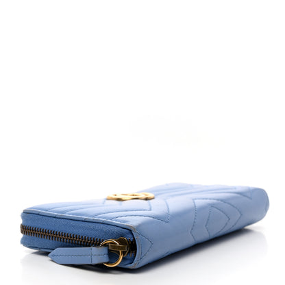 Gucci Calfskin Matelasse GG Marmont Zip Around Wallet Clear Sky Blue 4 of 9