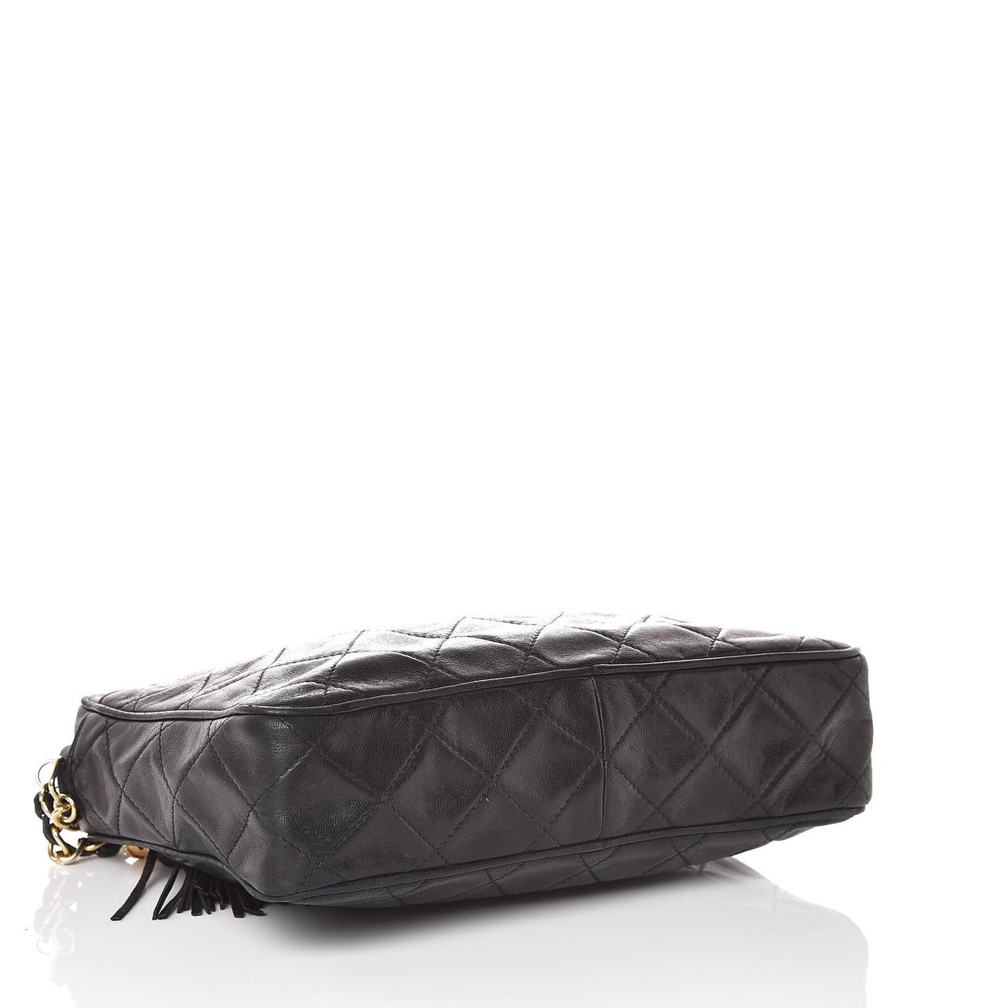 Lambskin Quilted CC Tassel Camera Case Black