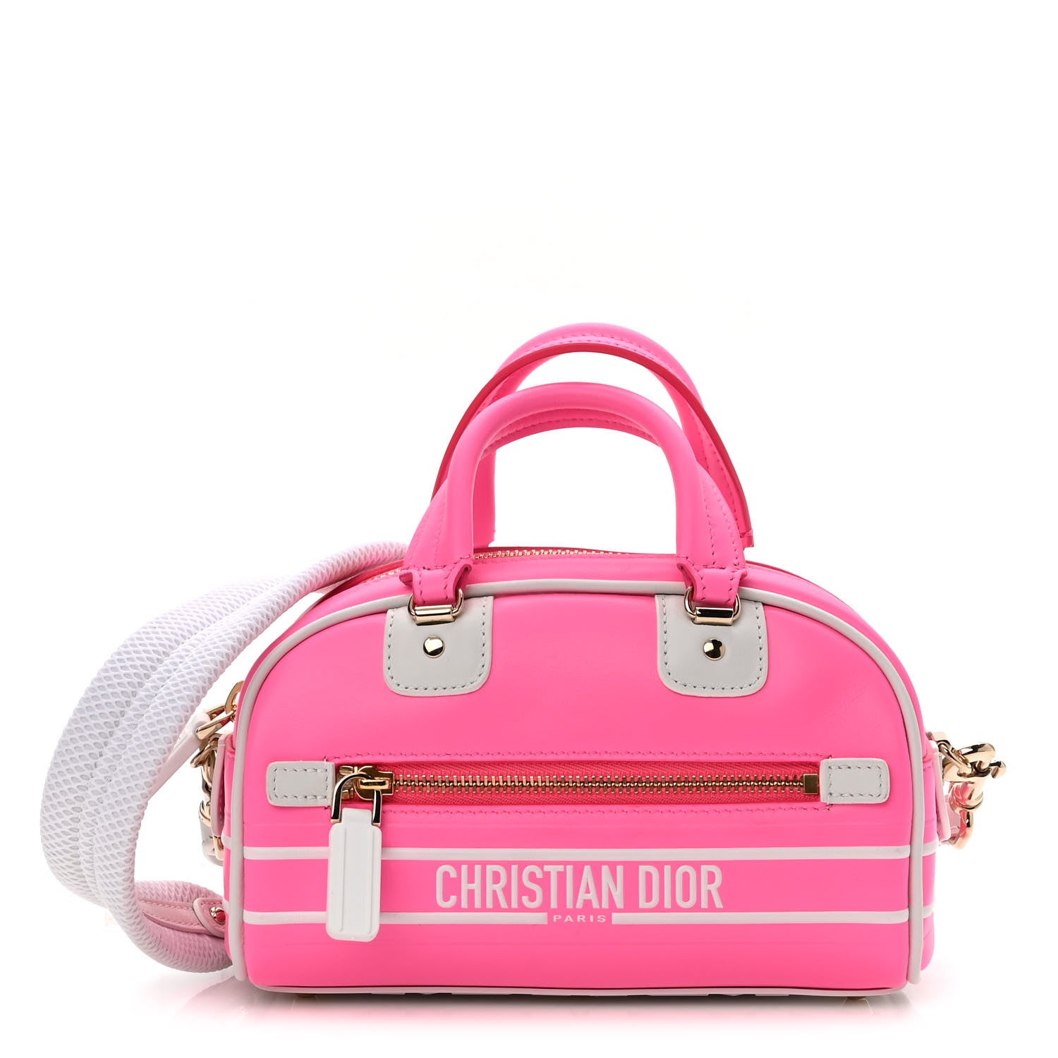 Christian Dior Calfskin Micro Dior Vibe Zip Bowling Bag Pink Multicolor 1 of 10