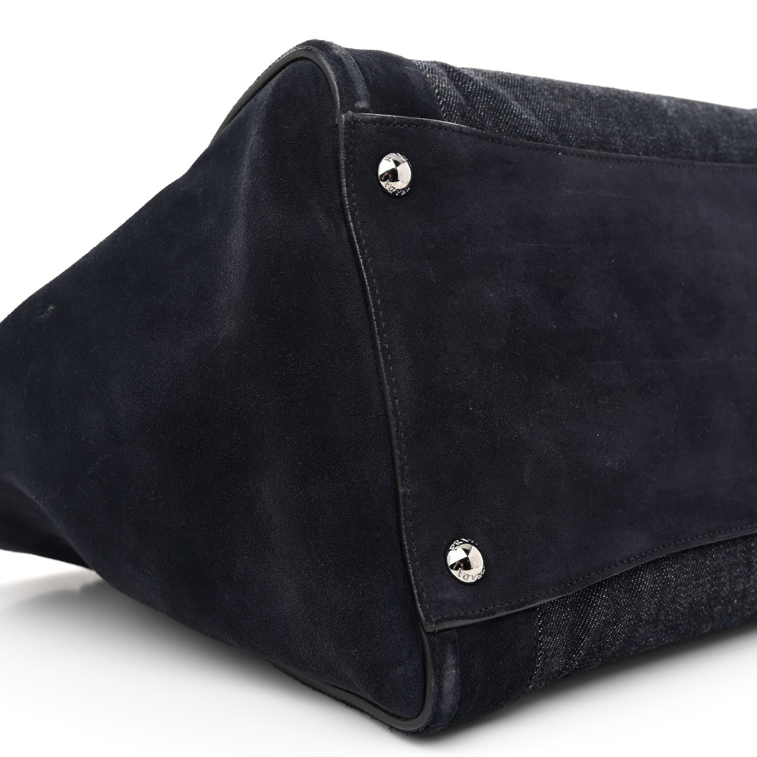 Prada Denim Suede Scamosciato Twin Pocket Tote Bleu 10 of 15