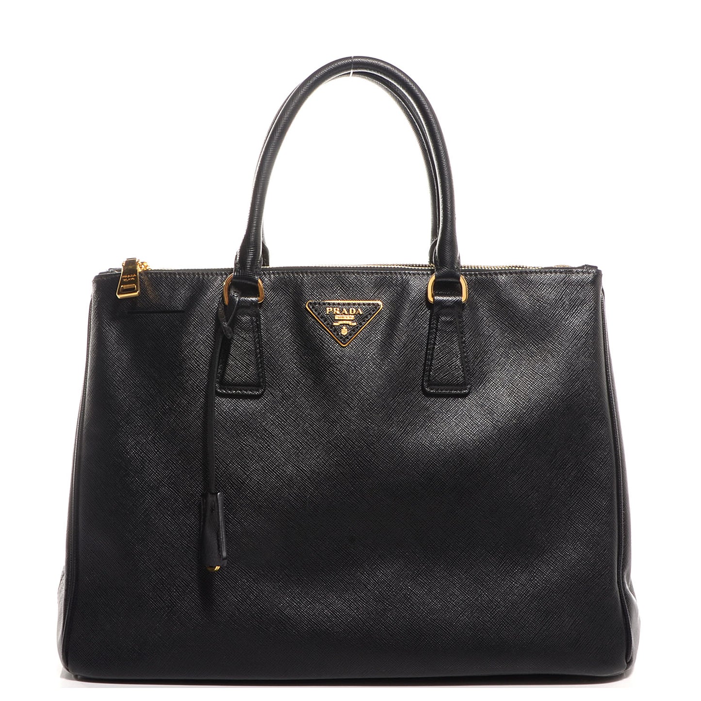 Saffiano Lux Medium Double Zip Tote Nero Black