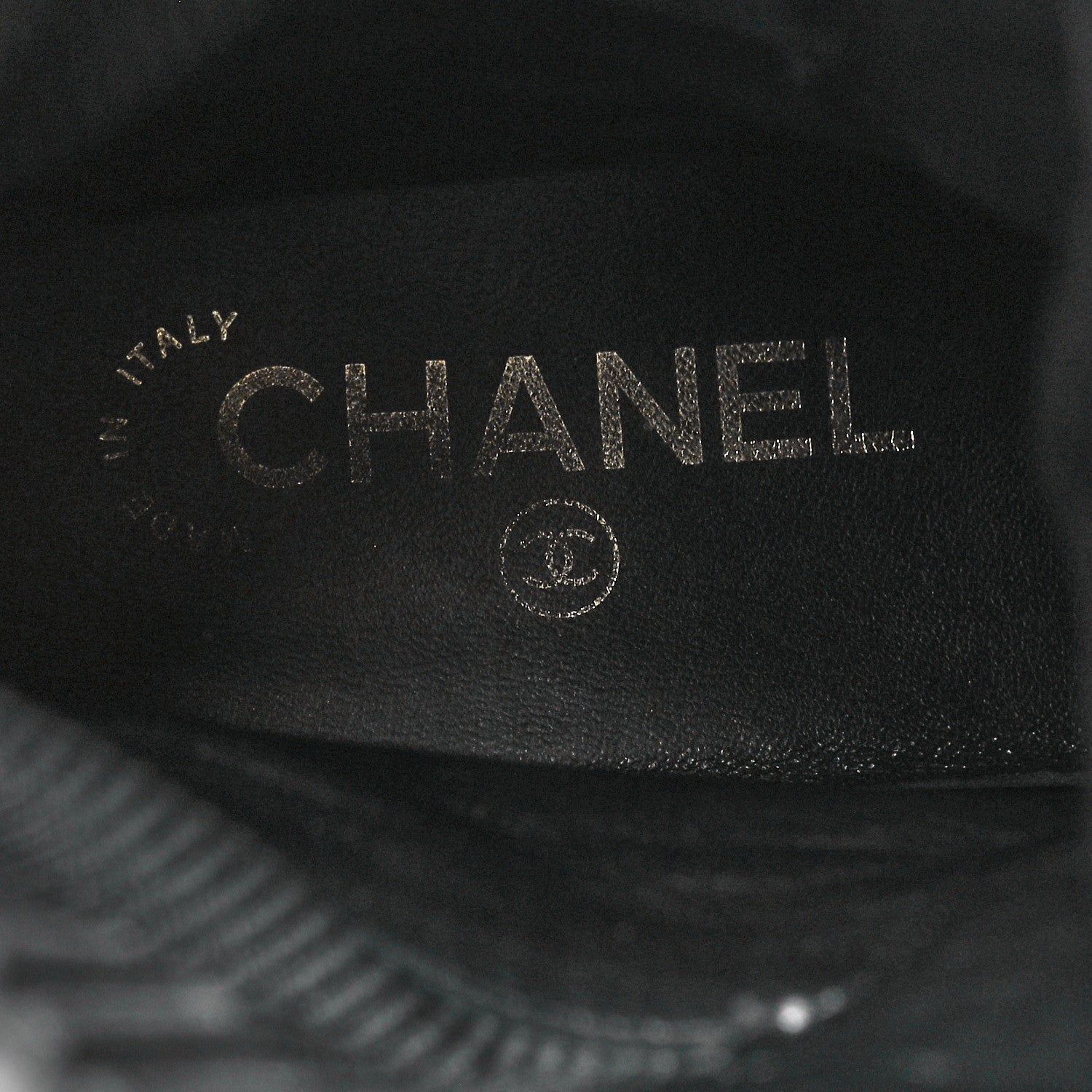 Chanel Calfskin Knit Lace Up Combat Boots 37.5 Black 7 of 7