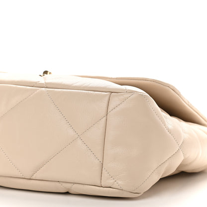 Chanel Goatskin Quilted Maxi Chanel 19 Flap Beige 9 of 9