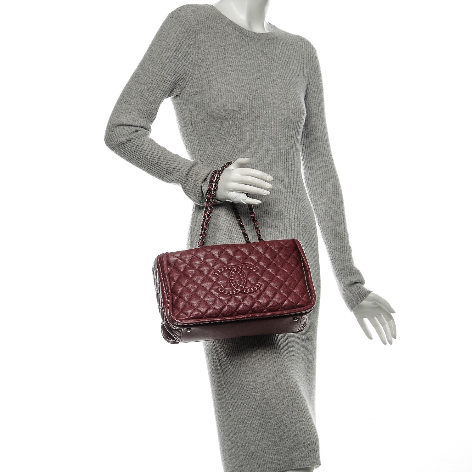 Chanel Calfskin Quilted Small Istanbul Tote Light Burgundy 2 of 7