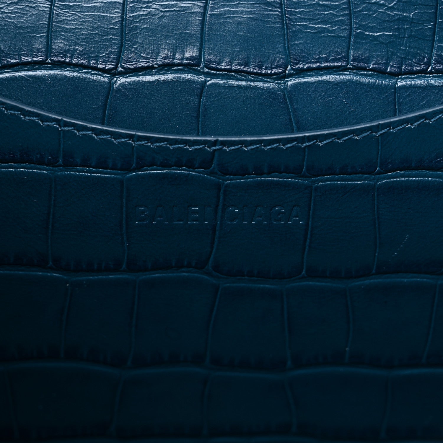 Balenciaga Calfskin Crocodile Embossed Neo Classic Silver Hardware Medium City Dark Petrol Blue 6 of 11