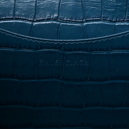 Balenciaga Calfskin Crocodile Embossed Neo Classic Silver Hardware Medium City Dark Petrol Blue 6 of 11