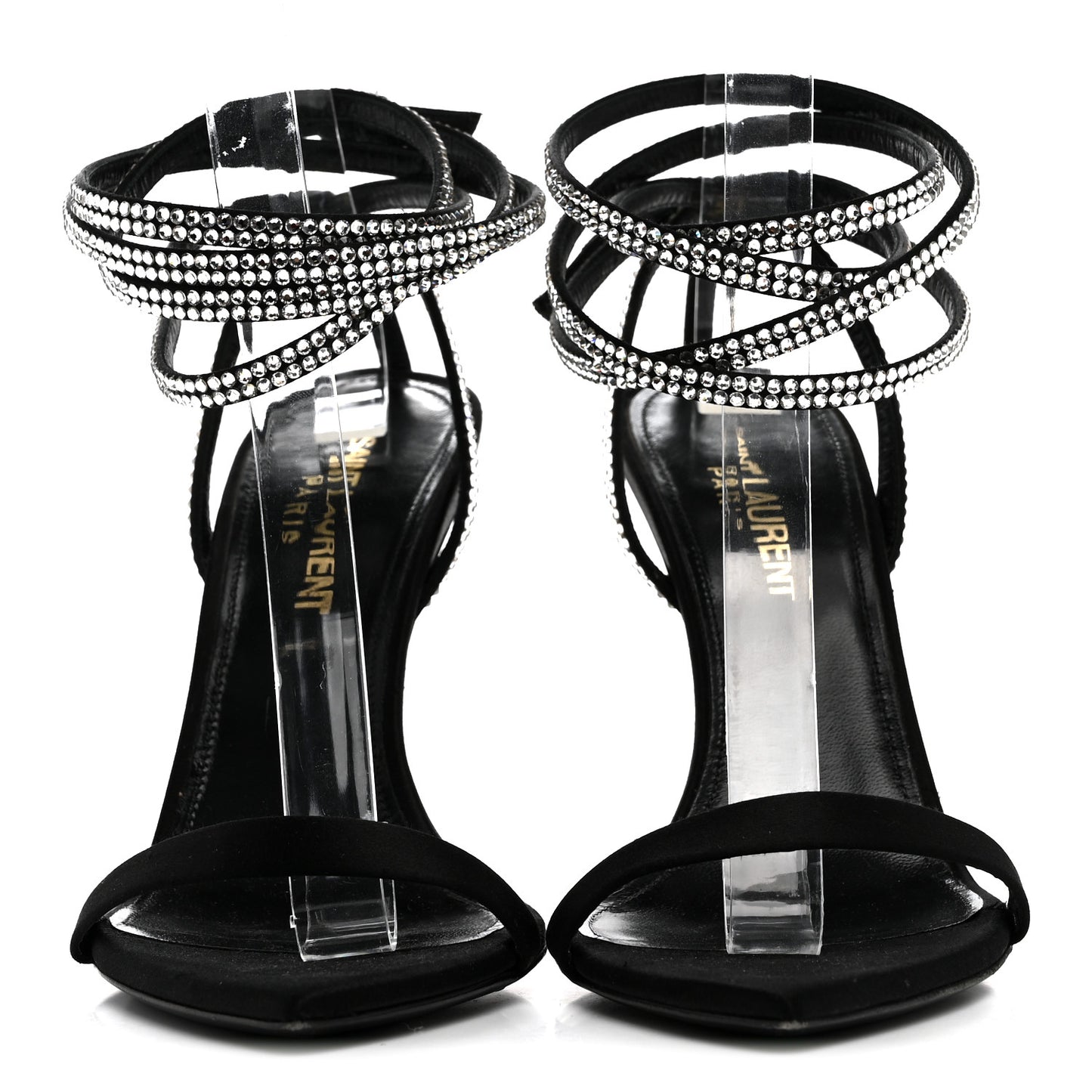 Satin Crystal Ava 105 Sandals 36 Black