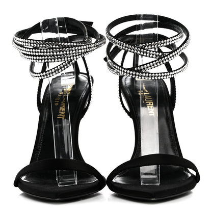 Saint Laurent Satin Crystal Ava 105 Sandals 36 Black 3 of 13