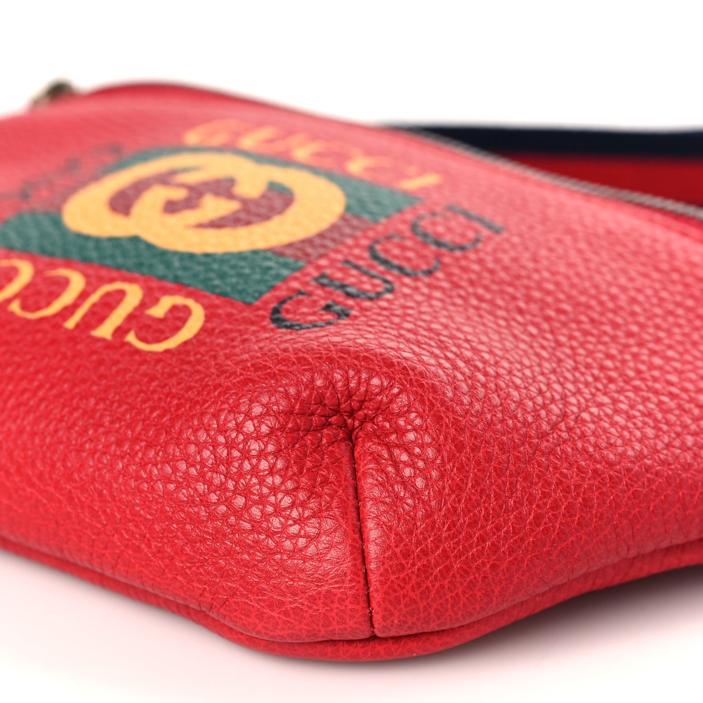 Grained Calfskin Small Logo Belt Bag Hibiscus Red