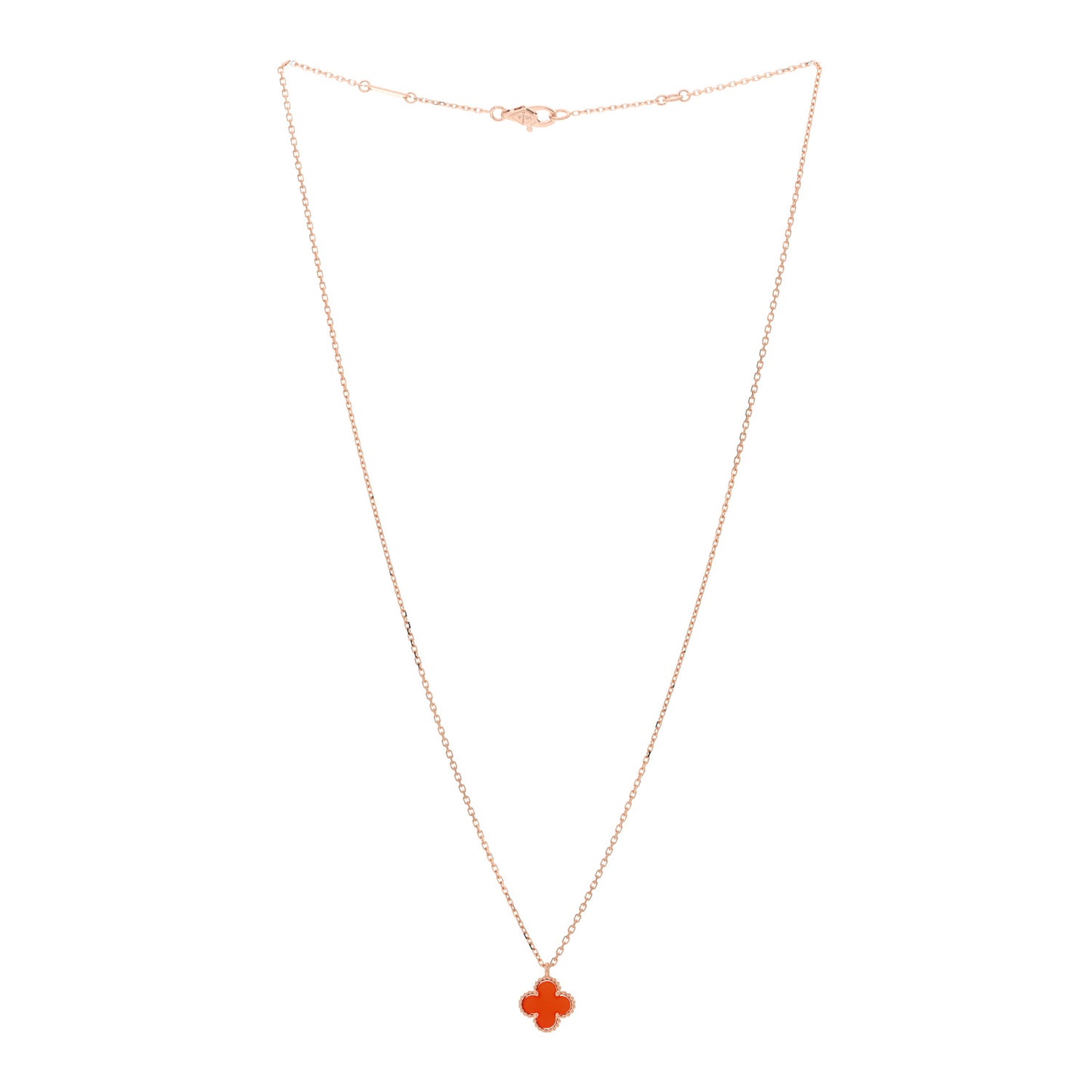 18K Rose Gold Carnelian Sweet Alhambra Pendant Necklace