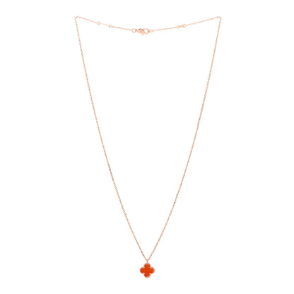 Van Cleef & Arpels 18K Rose Gold Carnelian Sweet Alhambra Pendant Necklace 3 of 6