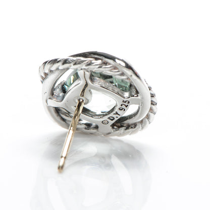 David Yurman Sterling Silver Prasiolite 7mm Infinity Earrings 4 of 5