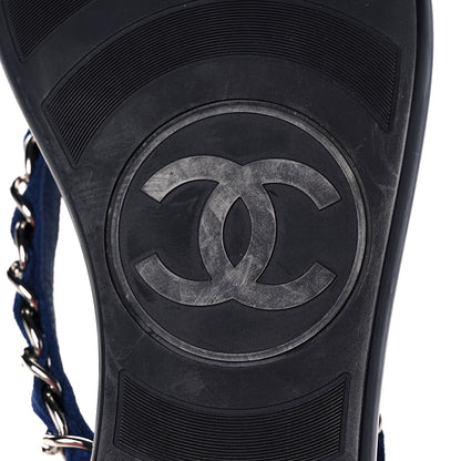 Chanel Cotton Terrycloth Thong Sandals 37 Blue 6 of 9