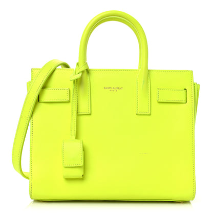 Saint Laurent Calfskin Nano Sac De Jour Neon Yellow 1 of 27
