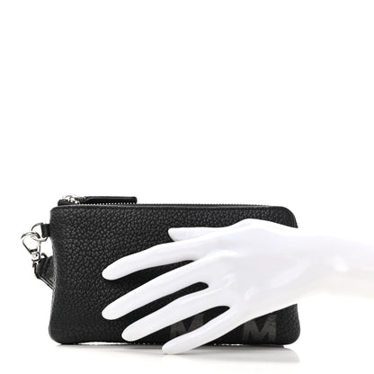 MCM Calfskin Wristlet Logo Pouch Black 2 of 7