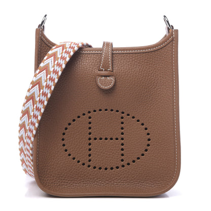 Hermes Taurillon Clemence Allegro Evelyne TPM Gold Cornaline White 1 of 11