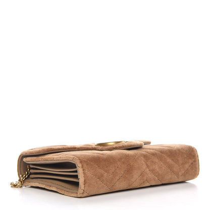 Gucci Velvet Matelasse GG Marmont Chain Wallet Taupe 4 of 7