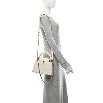 Louis Vuitton Taurillon Small Chain My Capucines Snow 2 of 10