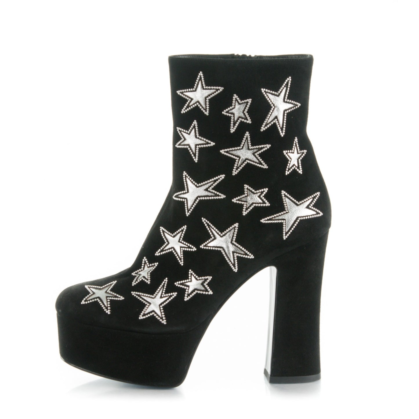 Kid Scamosciato Lambskin Candy Star Studded Platform Boots 36.5 Black