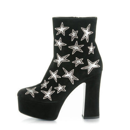 Saint Laurent Kid Scamosciato Lambskin Candy Star Studded Platform Boots 36.5 Black 1 of 10