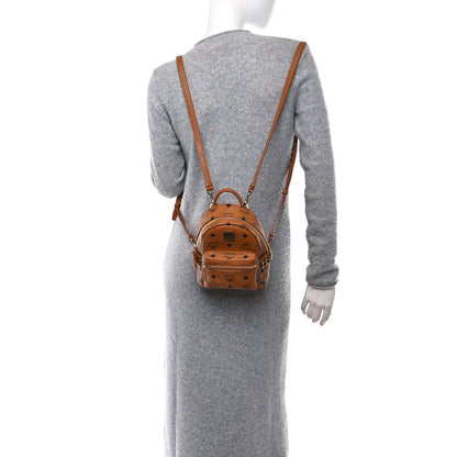 MCM Visetos Side Stud X-Mini Stark Bebe Boo Backpack Cognac 3 of 8