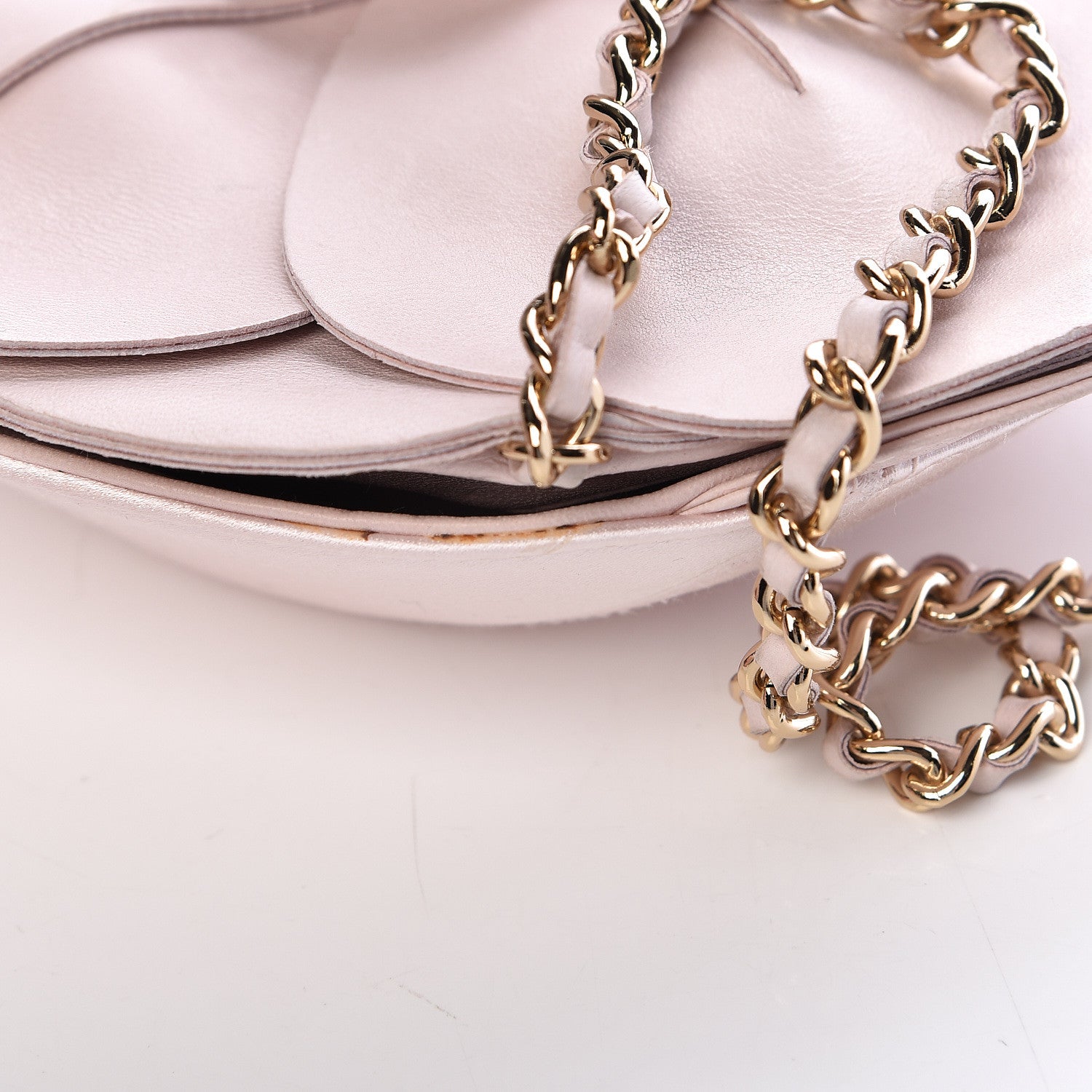 Chanel Lambskin Satin Camellia Clutch Light Pink 11 of 14
