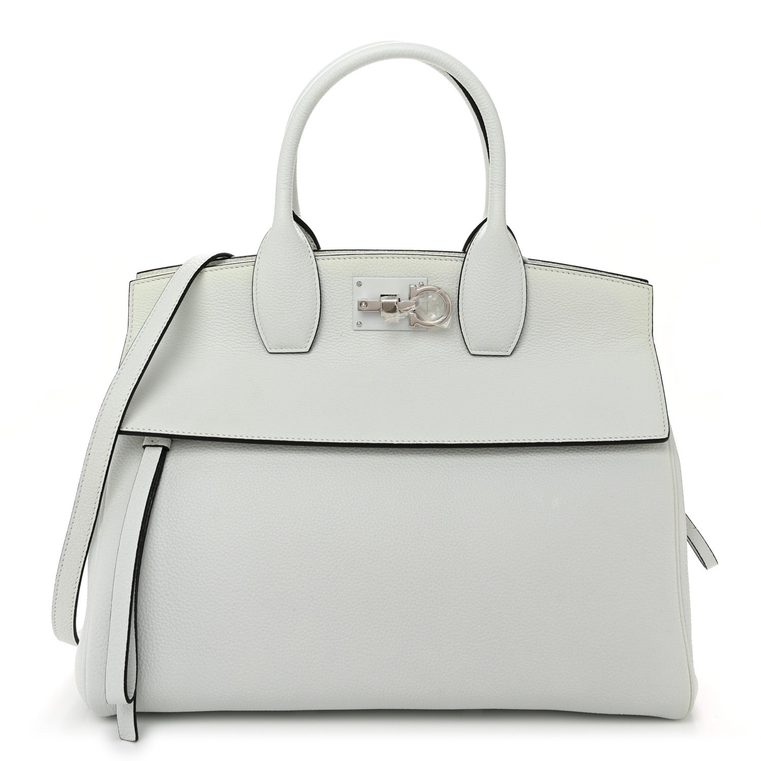 Salvatore Ferragamo Calfskin Large Studio Bag Astronaut White 1 of 12