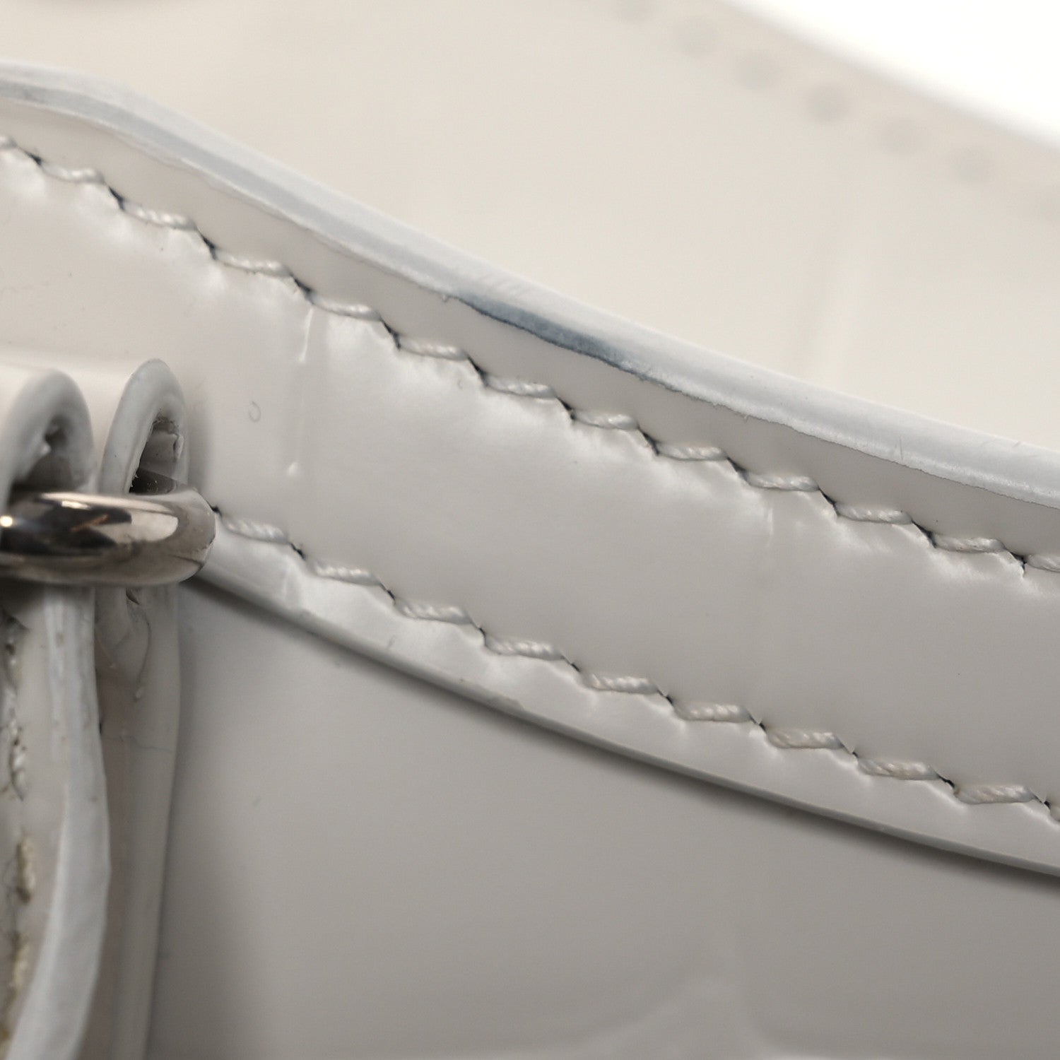 Balenciaga Semi Shiny Calfskin Crocodile Embossed Neo Classic Silver Hardware Mini City White 10 of 12