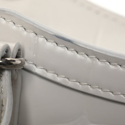 Balenciaga Semi Shiny Calfskin Crocodile Embossed Neo Classic Silver Hardware Mini City White 10 of 12