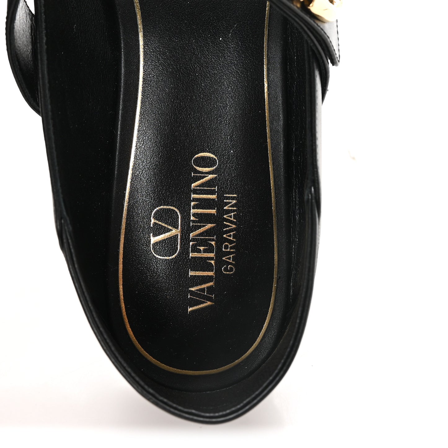 Calfskin VLogo Locker Mary Jane Ballerina Flats 39.5 Black