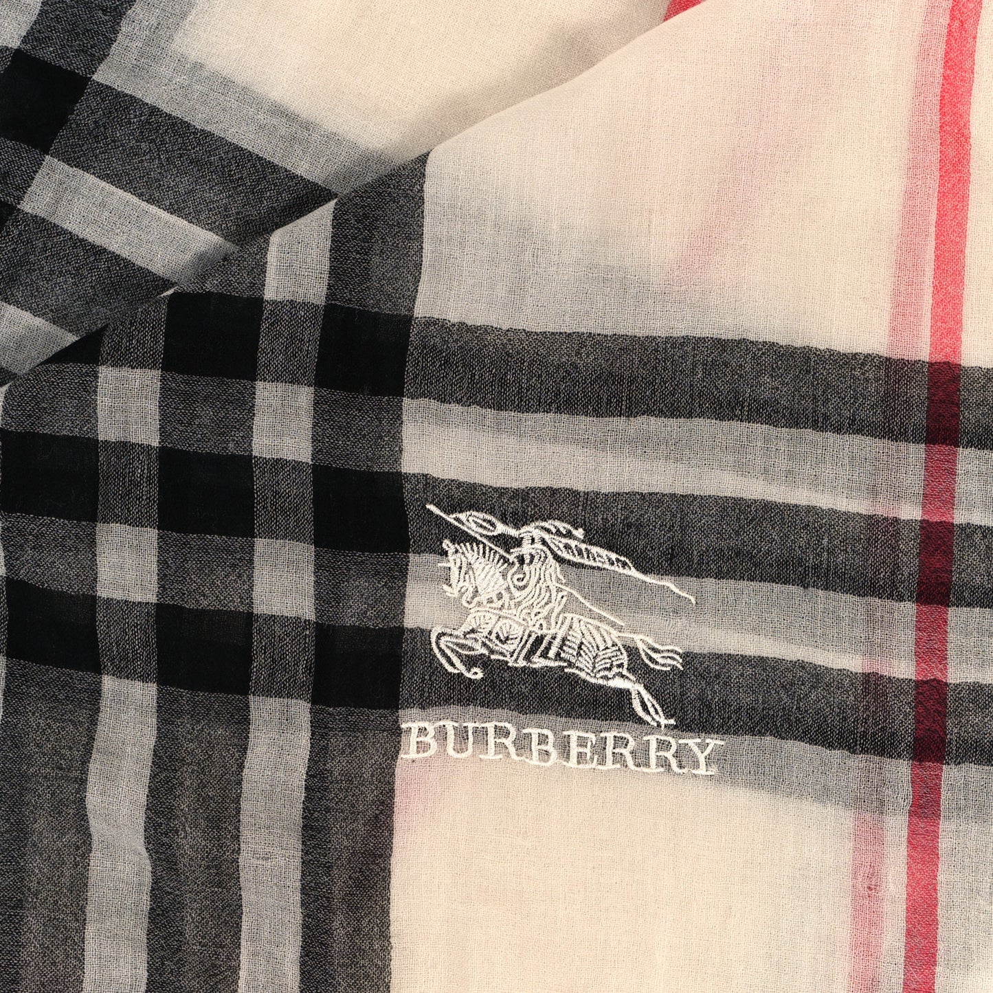 Wool Silk Gauze Giant Check Scarf Trench