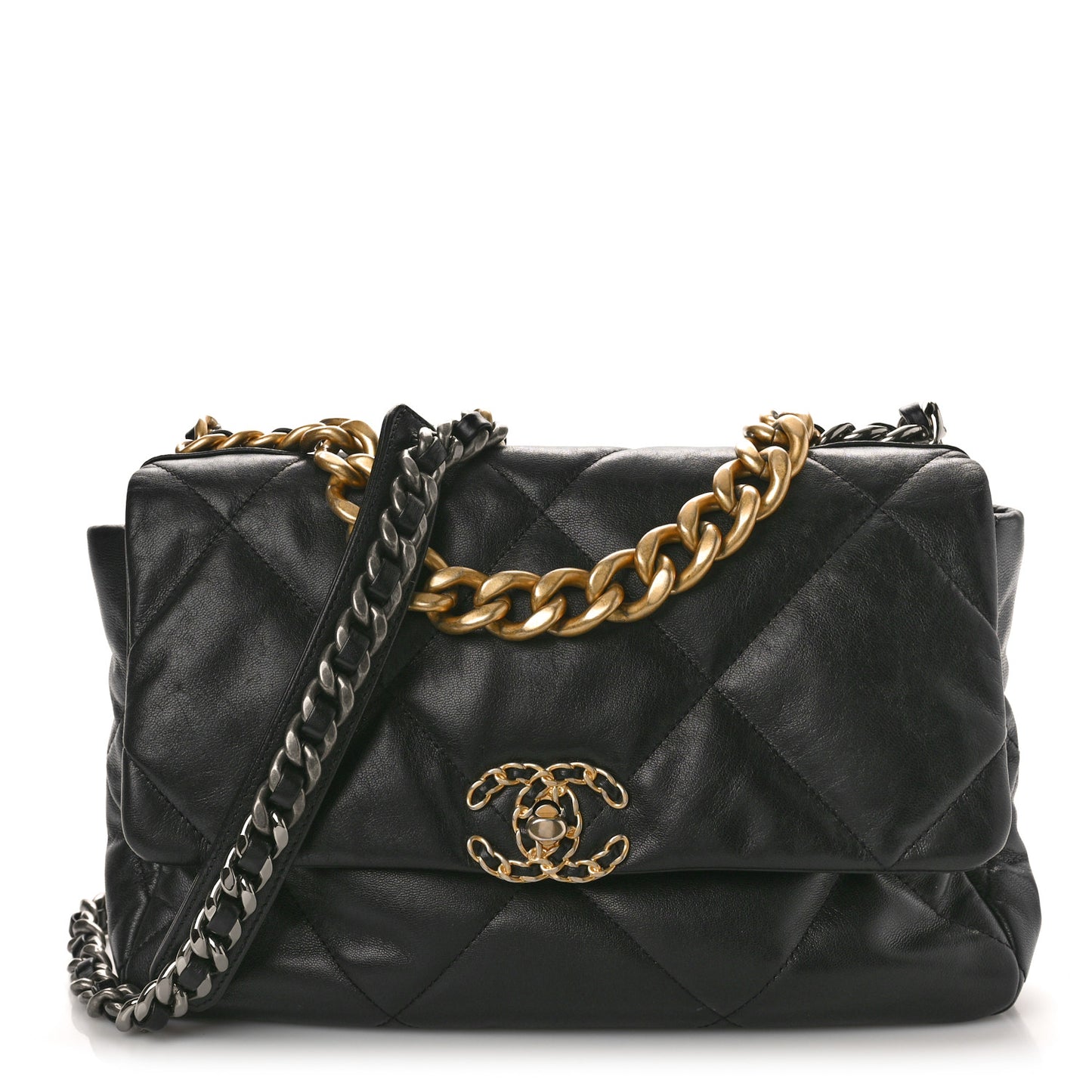 Goatskin Quilted Large Chanel 19 Flap Black