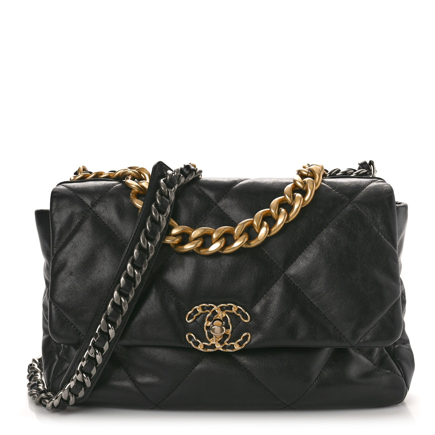 Chanel Goatskin Quilted Large Chanel 19 Flap Black 1 of 12