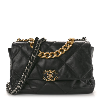 Chanel Goatskin Quilted Large Chanel 19 Flap Black 1 of 12