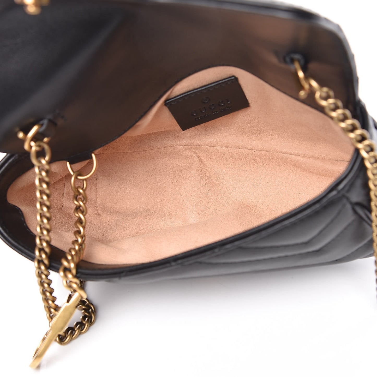 Calfskin Matelasse Super Mini GG Marmont Shoulder Bag Black