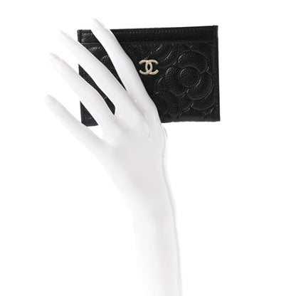 Chanel Caviar Camellia Embossed Card Holder Black 2 of 7