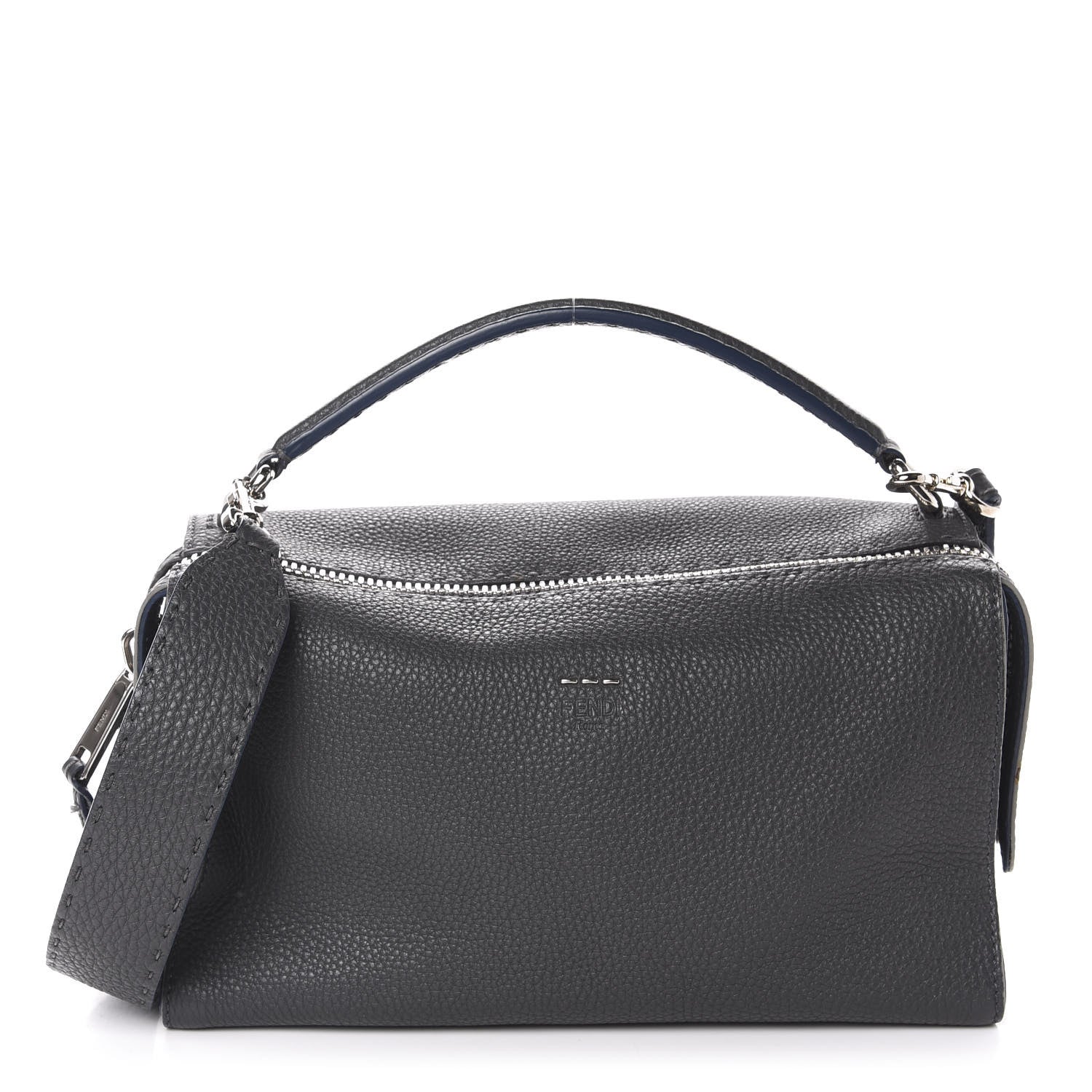 Fendi Cuoio Romano Selleria Lei Boston Tote Asfalto 1 of 13