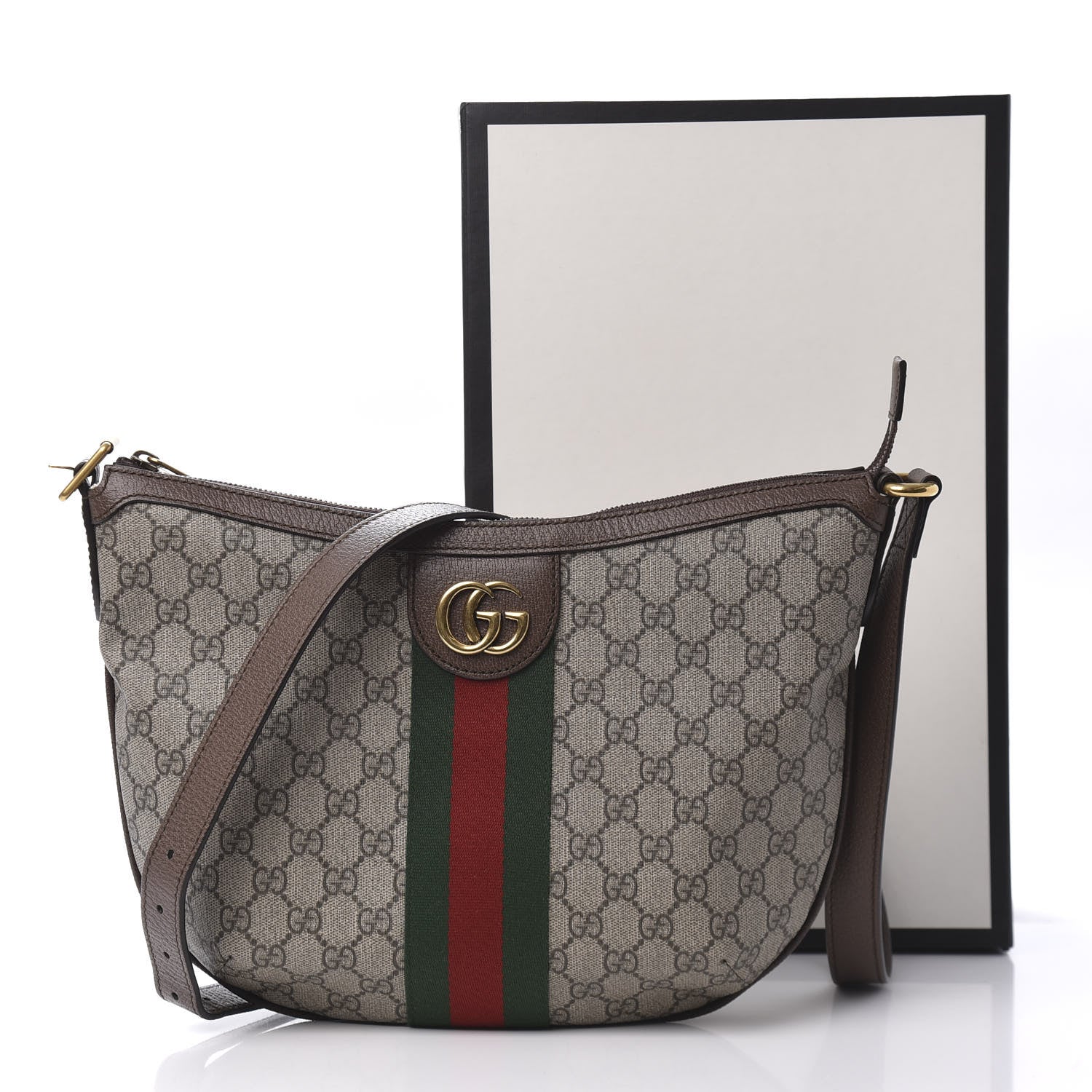 Gucci GG Supreme Monogram Web Small Ophidia Half Moon Hobo Brown 11 of 11