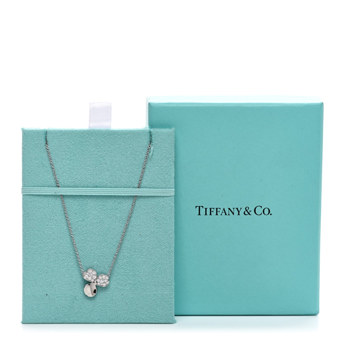 Platinum Diamond .17ctw Small Paper Flowers Pendant Necklace