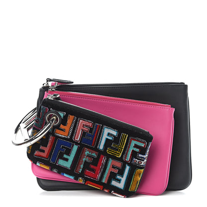 Fendi Calfskin Velvet F is Fun Fair Triplette Pouch Set Multicolor 1 of 8