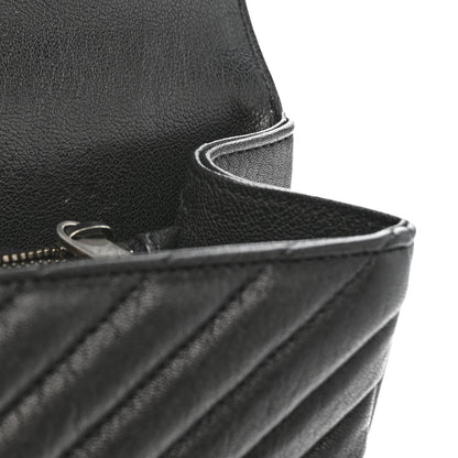 Saint Laurent Sheepskin Matelasse Chevron Monogram Large College Satchel Black 12 of 13
