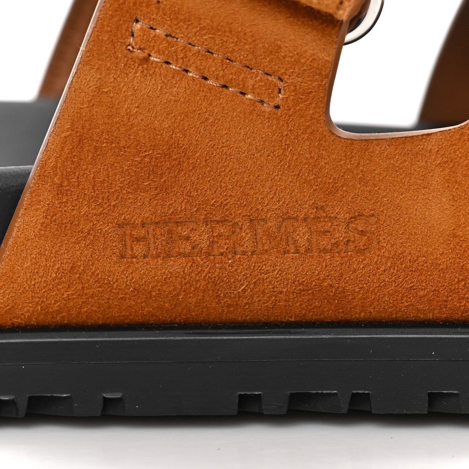 Hermes Suede Goatskin Womens Chypre Sandals 38.5 Naturel 7 of 9