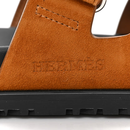 Hermes Suede Goatskin Womens Chypre Sandals 38.5 Naturel 7 of 9